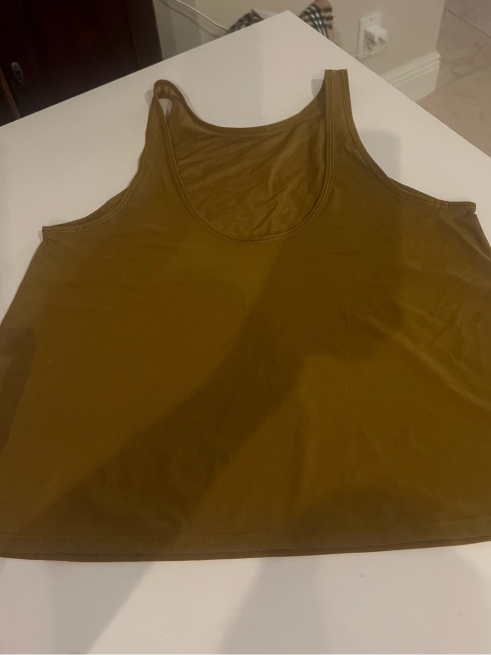 Lululemon Scoop Neck Mesh Racerback Tank Top Gold Brown Strappy Yoga Medium